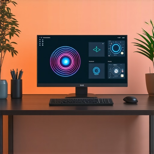 Futuristic home office with wearable devices and smart tech