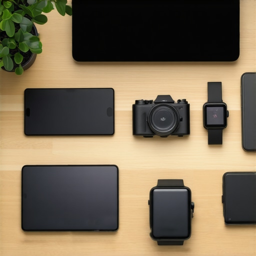 Home office setup with smart devices and organized workspace