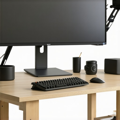 Modern home office with monitors, ergonomic gear, and wearables