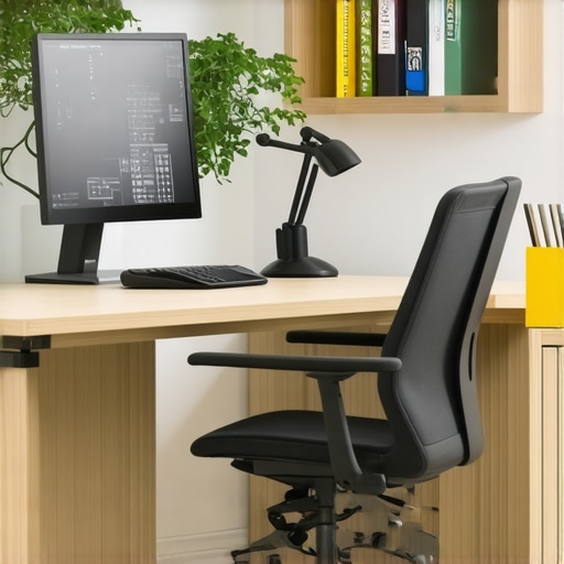 A modern ergonomic home office with adjustable desk and comfortable chair