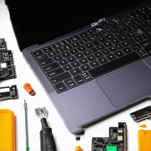 A person's hands using screwdrivers to open a repairable AI laptop, with modular parts visible