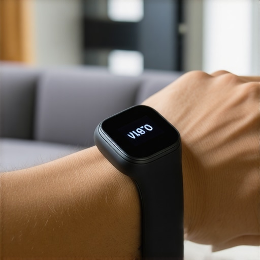 Person wearing a stylish smart ring for blood sugar tracking in a contemporary home environment.