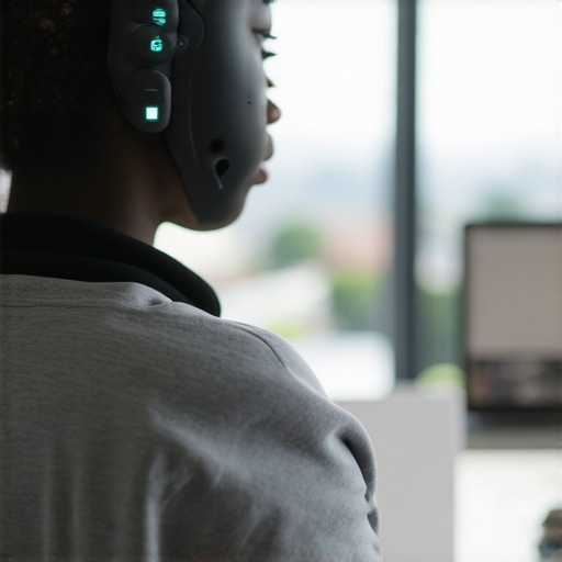 Person using a bioenergy wearable device at their desk.