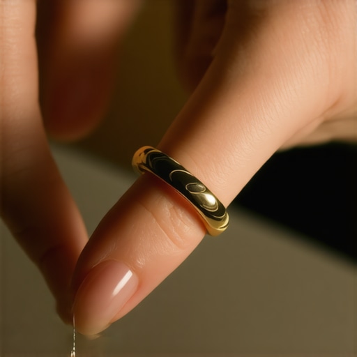 Applying oil to loosen a stuck smart ring Person applying oil around a smart ring to facilitate removal