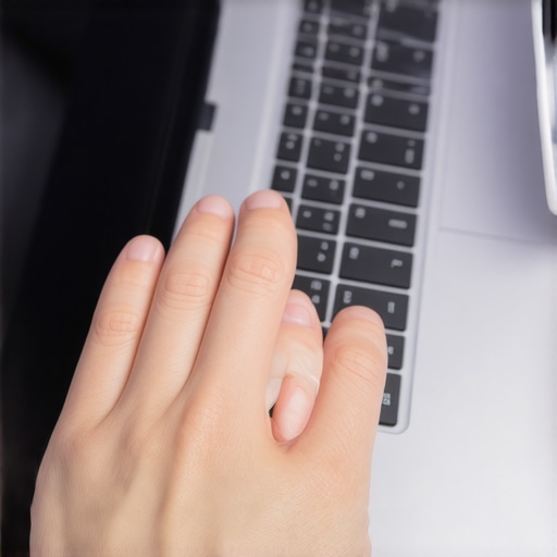 Cleaning Your Laptop with Compressed Air for Optimal Performance Person using compressed air to clean a laptop keyboard in a home office