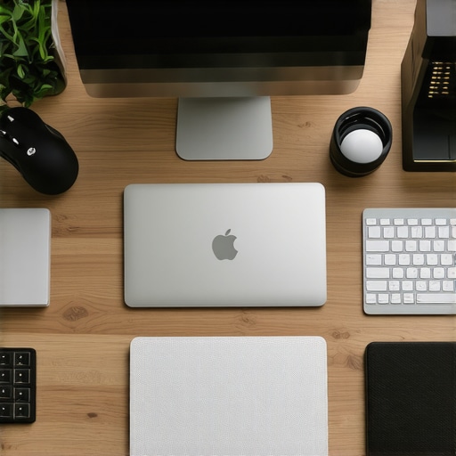 Organized Tech Workspace for Maintenance A clean, modern home office with various smart devices and tools ready for maintenance