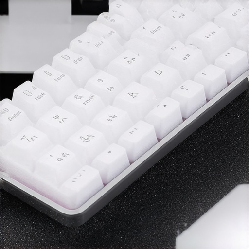 A close-up of a dense foam pad placed beneath a mechanical keyboard to reduce typing noise.