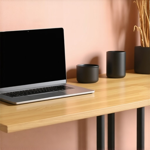 Smart Home Office Setup A sleek and organized home office with smart devices and tech gadgets