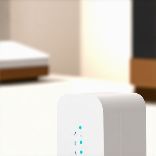 Smart Home Sensors for Device Maintenance Close-up of smart sensors monitoring temperature and humidity near electronic devices.