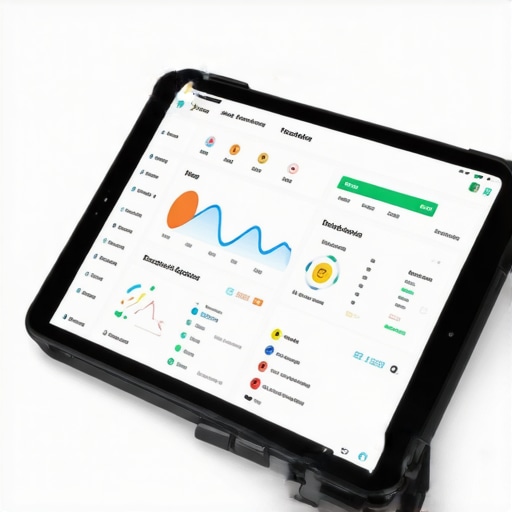 Old tablet being set up as a personalized home office dashboard showcasing widgets and apps