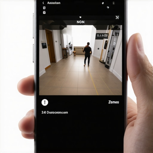 Smartphone screen displaying camera sensitivity and zone settings for motion detection