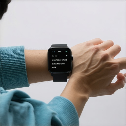 Person adjusting settings on their fitness tracker during a workout