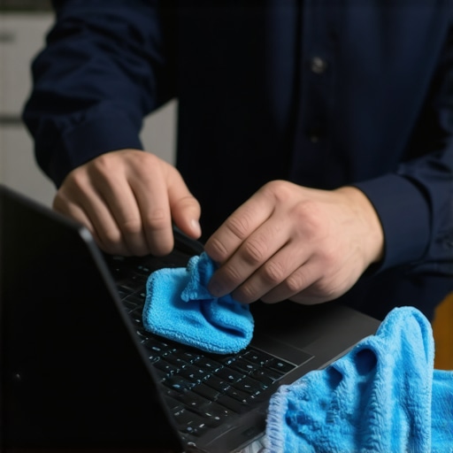 Tech enthusiast cleaning a laptop with precision tools