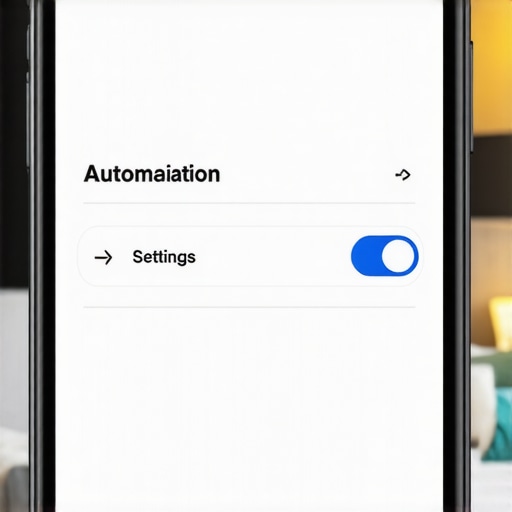 Smartphone app interface displaying automation and schedule settings for smart lights.