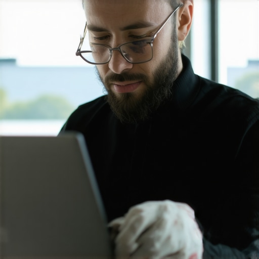 Proper Laptop Maintenance Technician cleaning a laptop with specialized tools in a tidy office setting.
