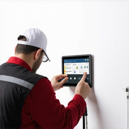 Smart Device Maintenance Technician performing maintenance on a smart home system with essential tools