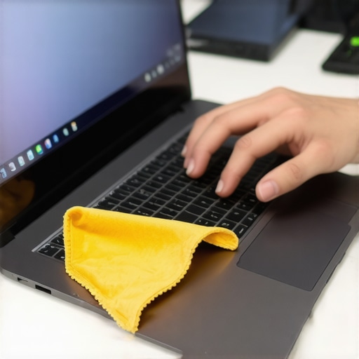 Person cleaning a laptop to maintain performance