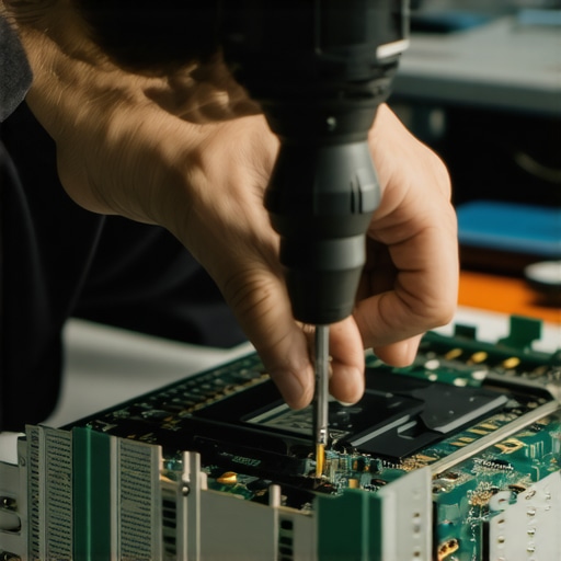 Tech Maintenance in Action A technician carefully servicing a laptop with specialized tools