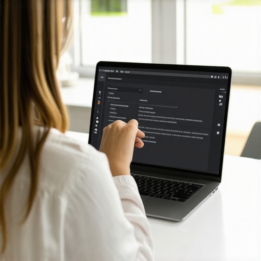 Person customizing display settings on a laptop to reduce yellowish tint at night.