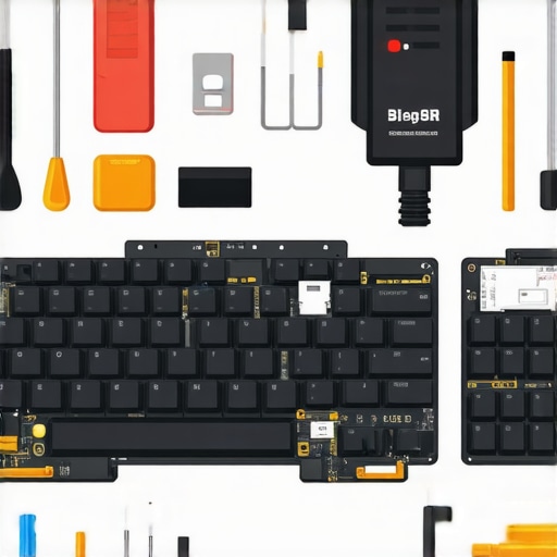 Disassembled Mechanical Keyboard Stabilizer A detailed diagram showing the internal stabilizer parts of a mechanical keyboard with repair tools.