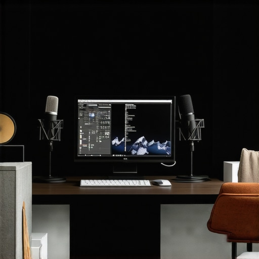 Home office with acoustic treatment and microphone for clear calls