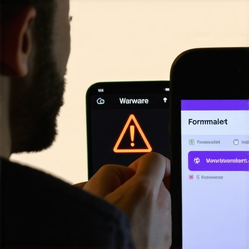 Person performing a firmware update on a home smart device with caution indicator
