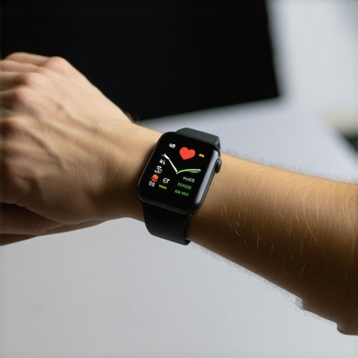 Manual Pulse Check vs. Smartwatch Reading Person measuring pulse manually on wrist with watch displaying heart rate