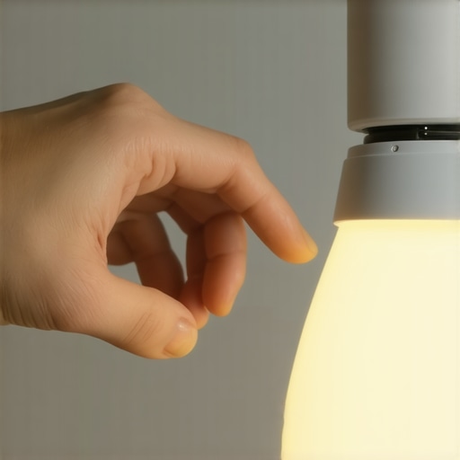 Person pressing reset button on a smart bulb to reset it for setup