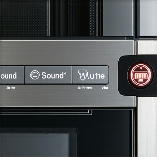 Person pressing the mute button on a microwave control panel