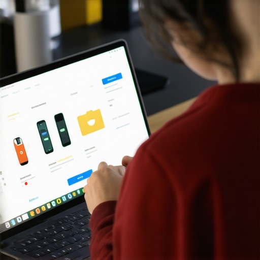 Personalizing Tech Devices for Optimal Performance A person adjusting settings on a high-end laptop surrounded by smart home gadgets.