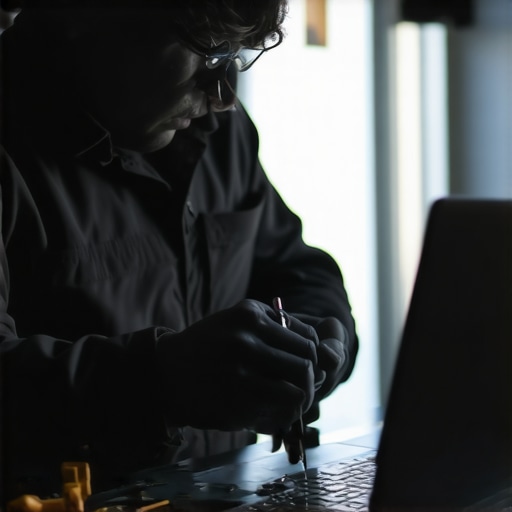 Professional Laptop Maintenance in Progress Technician cleaning and inspecting a laptop to ensure optimal performance