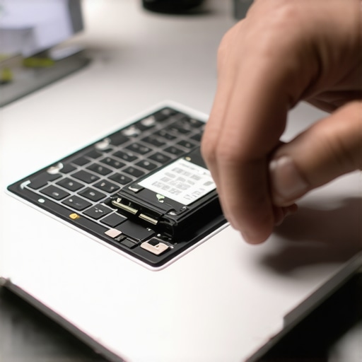 SSD Firmware Update Process Person updating SSD firmware on a laptop with a screwdriver and software screen