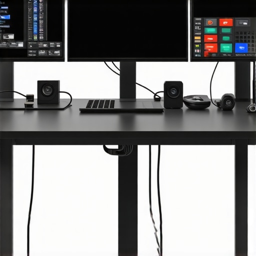 A well-organized home office with smart devices and maintenance tools