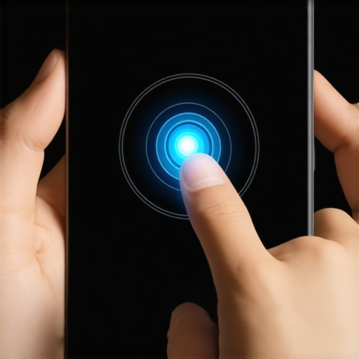 Close-up of smartphone screen with sensitivity zones highlighted for calibration