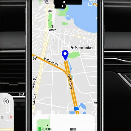 Smartphone displaying navigation app with reduced brightness and battery-saving features active