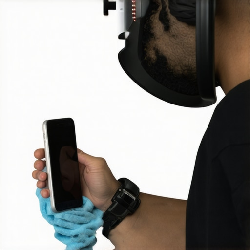 Person using microfiber cloth and compressed air to clean smart devices