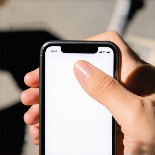 Person shading their smartphone to unlock it outside under bright sunlight