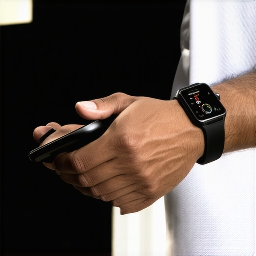Adjusting Smartwatch Calibration Settings A person using a smartphone app to calibrate their fitness tracker for better step count accuracy.
