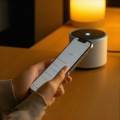 User configuring smart speaker notification and sensitivity settings on a smartphone app