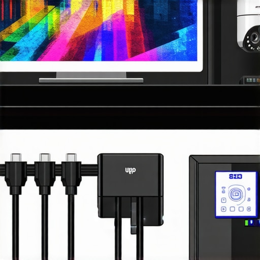 Advanced Home Office Power Stability A professional setup showing a UPS unit and shielded cables to prevent smart device errors.