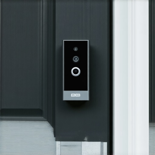 Close-up of a smart doorbell with a wedge mount for better motion detection.