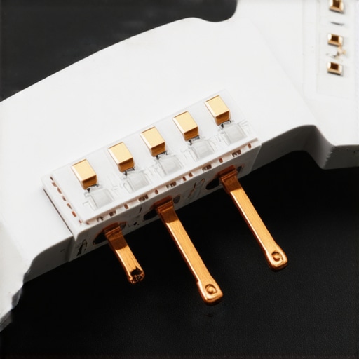 Macro view of a damaged LED strip connector with oxidation on the pins