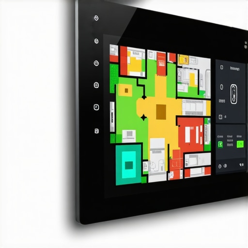 A wall-mounted tablet showing a local smart home interface with active sensor data.