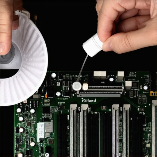 Cleaning CPU with Coffee Filter and Alcohol A person cleaning old thermal paste off a computer processor using a lint-free coffee filter and isopropyl alcohol.