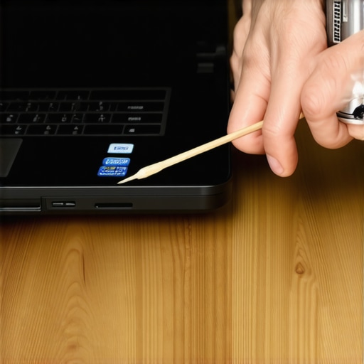 Step-by-step cleaning of a loose laptop charging port to remove debris.