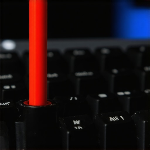 Close-up of cleaning a mechanical keyboard switch to fix double typing chatter