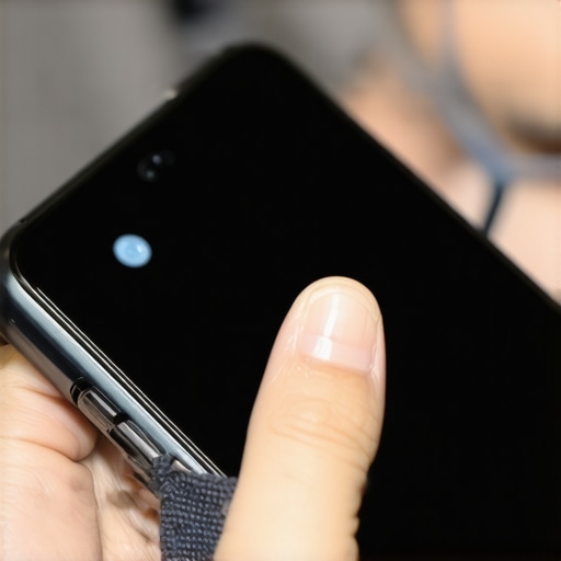 A person cleaning the top sensor area of a smartphone with a microfiber cloth to fix screen issues.