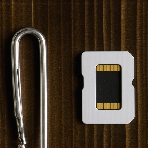 Comparing a paperclip to an official SIM tool Close up of a paperclip and a SIM tool on a desk to show size comparison