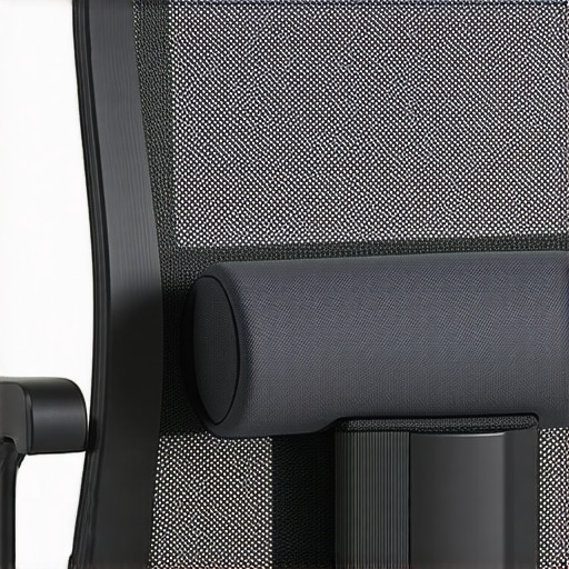 Correct Lumbar Roll Attachment for Ergonomics A lumbar roll correctly strapped to an office chair for lower back support.