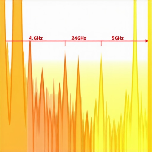 Difference between 2.4GHz and 5GHz interference Diagram showing how 5GHz Wi-Fi avoids microwave radio frequency interference.